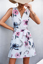 Load image into Gallery viewer, Kaede Printed Zip Detail Belted Sleeveless Dress