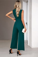 Load image into Gallery viewer, Tie Waist Shawl Collar Sleeveless Jumpsuit