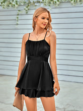 Load image into Gallery viewer, Zuri Spaghetti Strap Ruched Tie Back Romper