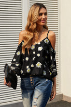Load image into Gallery viewer, June Printed Cold-Shoulder Three-Quarter Flare Sleeve Blouse