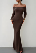 Load image into Gallery viewer, Flora Off-Shoulder Long Sleeve Maxi Dress