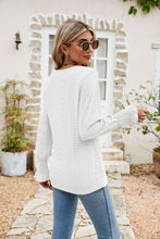 Load image into Gallery viewer, Eyelet V-Neck Smocked Flounce Sleeve Blouse
