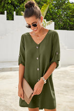 Load image into Gallery viewer, Destiny Buttoned V-Neck Dress
