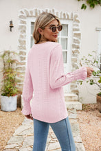 Load image into Gallery viewer, Eyelet V-Neck Smocked Flounce Sleeve Blouse