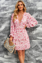 Load image into Gallery viewer, Blaze Floral Frill Trim Plunge Flounce Sleeve Dress