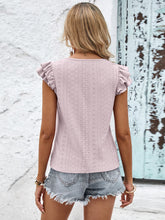 Load image into Gallery viewer, Amaryllis Contrast V-Neck Eyelet Top