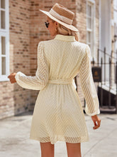 Load image into Gallery viewer, Summer Belted Surplice Neck Long Sleeve Mini Dress