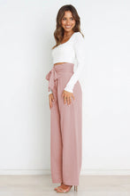 Load image into Gallery viewer, Micaela Tie Front Paperbag Wide Leg Pants