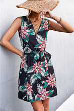 Load image into Gallery viewer, Kaede Printed Zip Detail Belted Sleeveless Dress