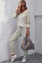 Load image into Gallery viewer, Libra Leopard V-Neck Top and Drawstring Joggers Lounge Set