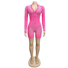 Load image into Gallery viewer, Long Sleeve Sequined Mesh Romper