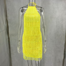Load image into Gallery viewer, Backless Tassel Halter Dress