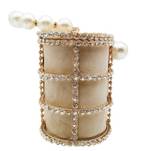 Load image into Gallery viewer, Pearl Handle Gold Crystal Handbag