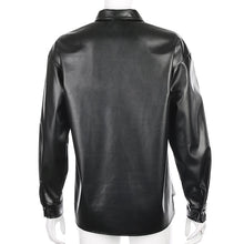 Load image into Gallery viewer, Black PU Leather Long Sleeve Blouse