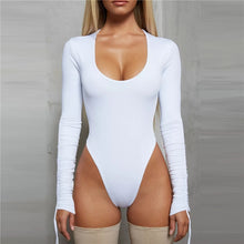 Load image into Gallery viewer, Beige O-Neck Drawstring Bodysuit