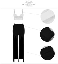 Load image into Gallery viewer, Black Bandage White Spaghetti Strap 2 Piece Set