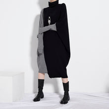 Load image into Gallery viewer, Black Gray Knitted Turtleneck Dress