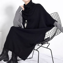 Load image into Gallery viewer, Black Gray Knitted Turtleneck Dress