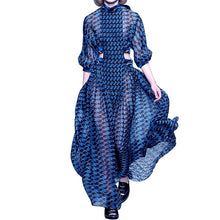 Load image into Gallery viewer, Blue Haze Stand Collar Long Sleeve Dress