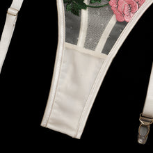 Load image into Gallery viewer, Mesh White Floral 3 Piece Lingerie