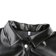 Load image into Gallery viewer, Black PU Leather Long Sleeve Blouse