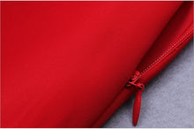 Load image into Gallery viewer, Red V-Neck Batwing Sleeve Midi Dress