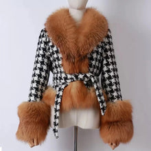 Load image into Gallery viewer, Faux Fur Houndstooth Short Jacket