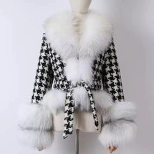 Load image into Gallery viewer, Faux Fur Houndstooth Short Jacket