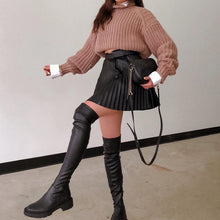 Load image into Gallery viewer, High Waist Black Pleated Mini Skirt