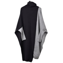 Load image into Gallery viewer, Black Gray Knitted Turtleneck Dress