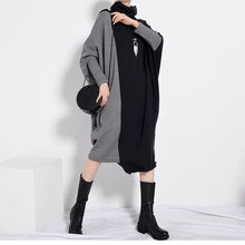 Load image into Gallery viewer, Black Gray Knitted Turtleneck Dress
