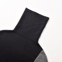 Load image into Gallery viewer, Black Gray Knitted Turtleneck Dress