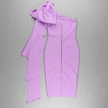 Load image into Gallery viewer, Minerva Knotted Bow One Shoulder Bandage Dress