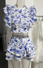 Load image into Gallery viewer, Crop Top Ruffled Shorts Set
