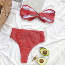 Load image into Gallery viewer, High Waist Shiny Bow Bikini