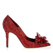 Load image into Gallery viewer, Pointed Toe Crystal Pumps