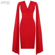 Load image into Gallery viewer, Red V-Neck Batwing Sleeve Midi Dress