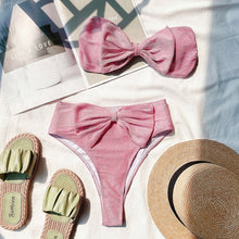 Load image into Gallery viewer, High Waist Shiny Bow Bikini