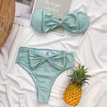 Load image into Gallery viewer, High Waist Shiny Bow Bikini