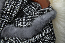 Load image into Gallery viewer, Gray Tweed Faux Fur Trim Jacket
