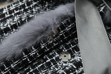 Load image into Gallery viewer, Gray Tweed Faux Fur Trim Jacket