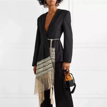 Load image into Gallery viewer, Embroidered Long Asymmetrical Tassel Coat