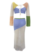 Load image into Gallery viewer, Emera Tied Long Sleeve Top and Skirt Cover Up Set
