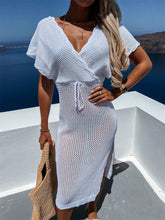 Load image into Gallery viewer, Junia Slit Surplice Cap Sleeve Cover Up
