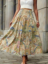 Load image into Gallery viewer, Xylia Tiered Smocked Printed High Waist Skirt
