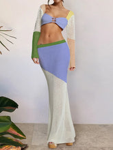 Load image into Gallery viewer, Emera Tied Long Sleeve Top and Skirt Cover Up Set
