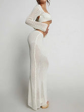 Load image into Gallery viewer, Emera Tied Long Sleeve Top and Skirt Cover Up Set
