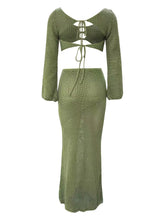 Load image into Gallery viewer, Emera Tied Long Sleeve Top and Skirt Cover Up Set
