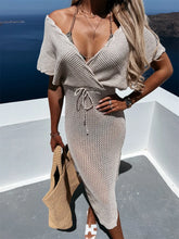 Load image into Gallery viewer, Junia Slit Surplice Cap Sleeve Cover Up
