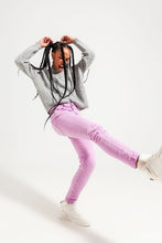Load image into Gallery viewer, Diya Exposed Buttons Skinny Jeans in Pink
